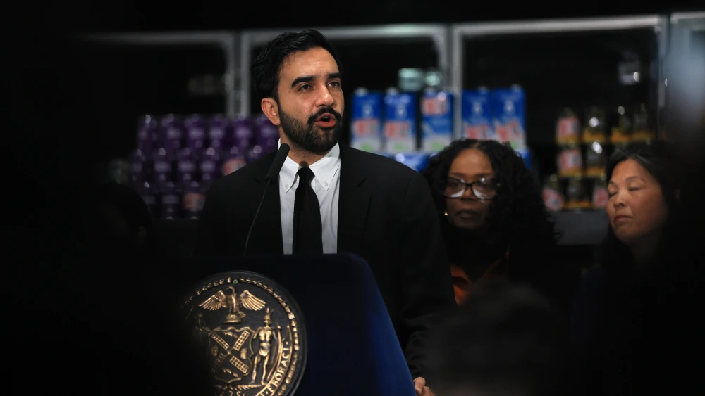 New York City Mayor Zohran Mamdani speaks at a food distribution center in the Brooklyn borough of New York City on July 27, 2026. Photo by Spencer Platt/Getty Images.
