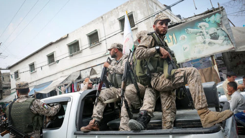 Hamas terrorists in the southern Gaza Strip, Aug. 17, 2017. Photo by Abed Rahim Khatib/Flash90.