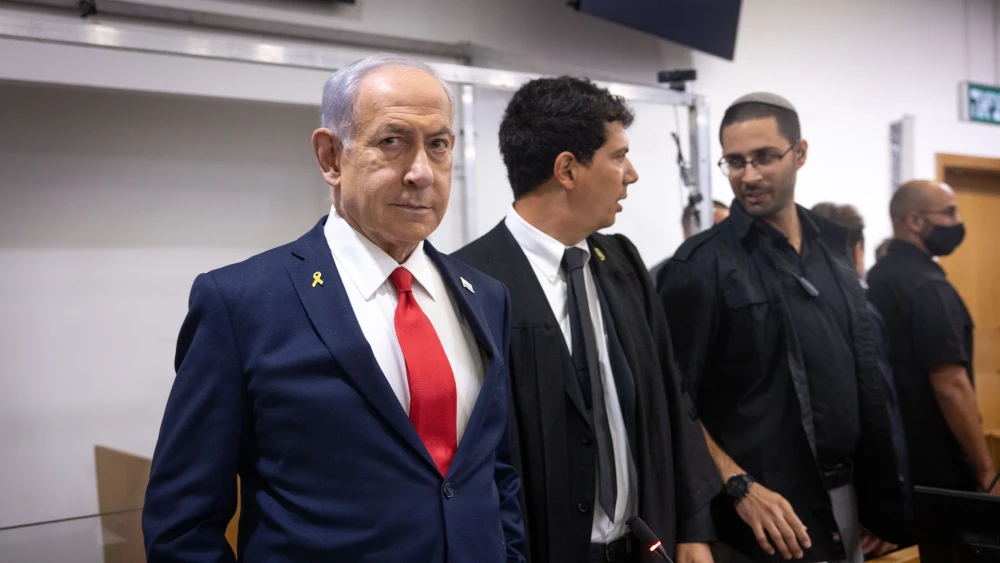 Israeli Prime Minister Benjamin Netanyahu arrives at the Tel Aviv District Court for testimony in the criminal proceedings against him, Oct. 28, 2025. Photo by Miriam Alster/Flash90.