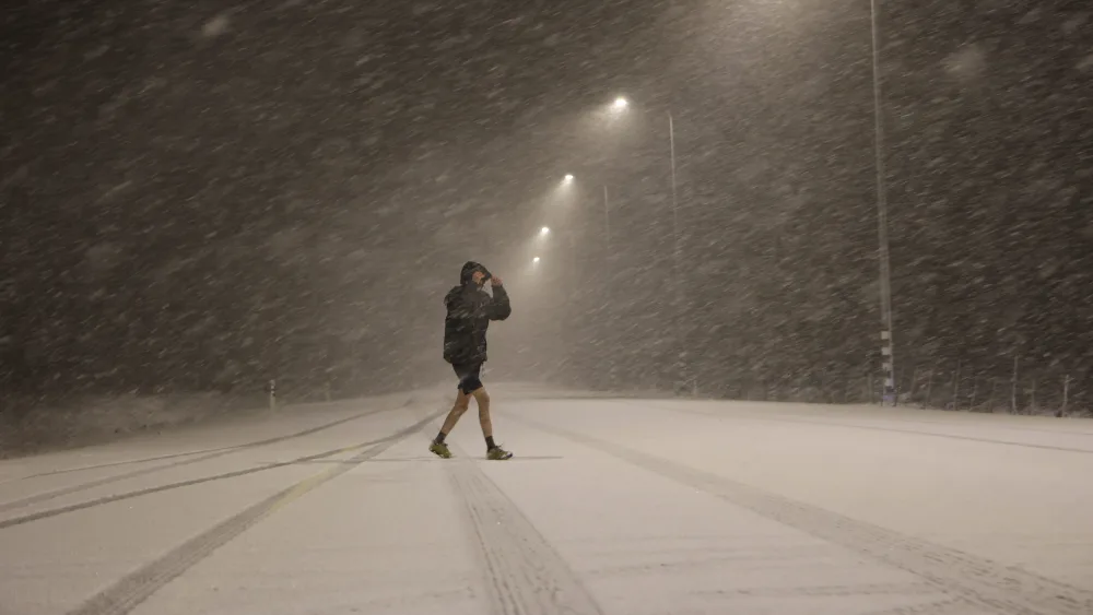 Snow in the Golan Heights in northern Israel, Jan. 19, 2022. Photo by Maor Kinsbursky/Flash90.