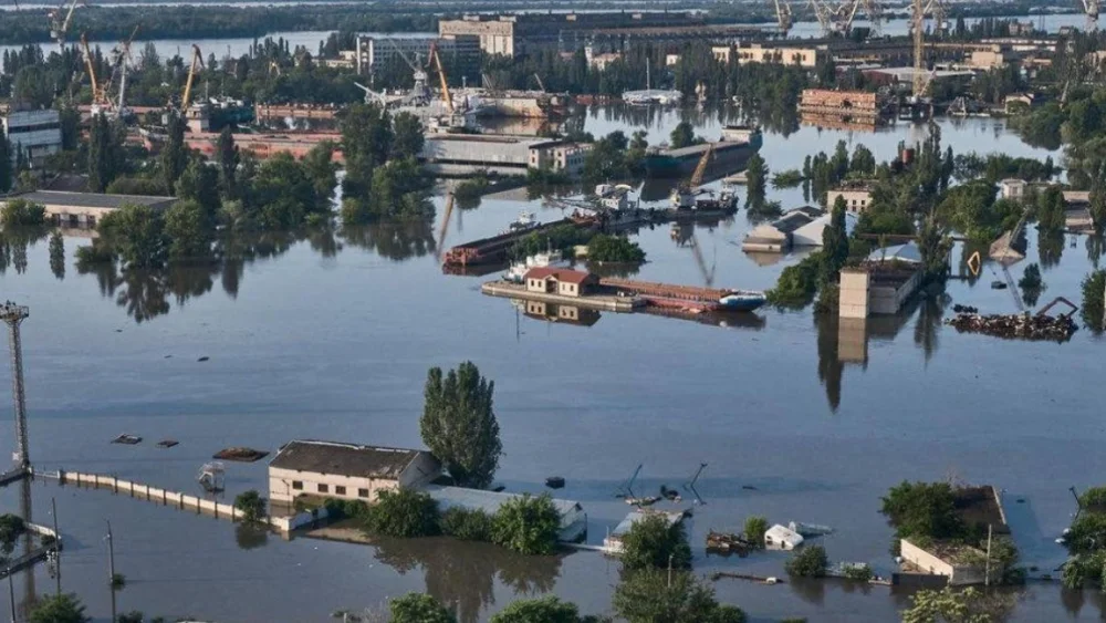 The aftermath of the Ukraine dam collapse. Source: Twitter.