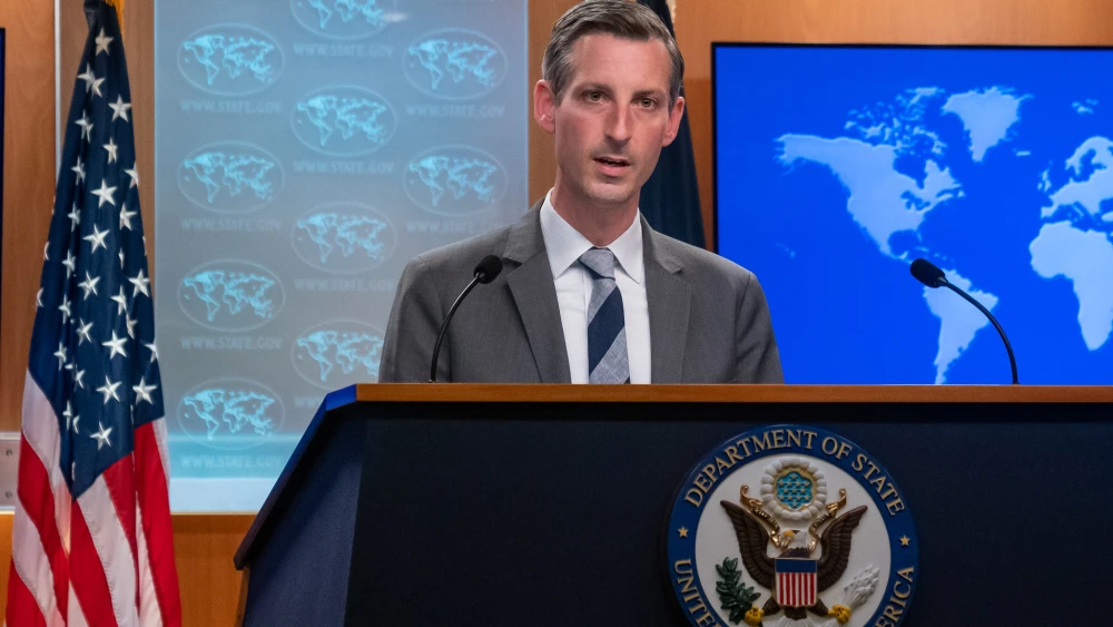 U.S. State Department spokesperson Ned Price briefs reporters in Washington, May 11, 2021. Credit: U.S. State Department Photo by Ron Przysucha.