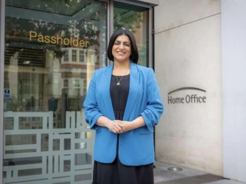 Shabana Mahmood stands outside her office in London in 2024. Courtesy of Mahmood.