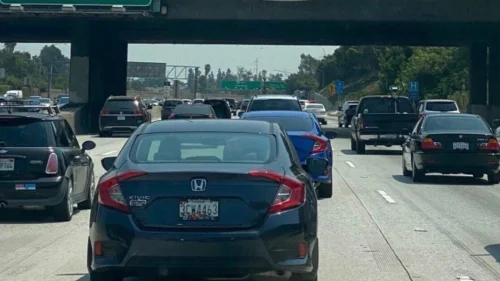 Anti-Semitic banners on a Los Angeles freeway on Aug. 22, 2020. Source: Twitter/Rick Hirschhaut.