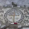 A close-up of the inscribed medallion flanked by Egyptian geese. Photo by Michael Eisenberg.
