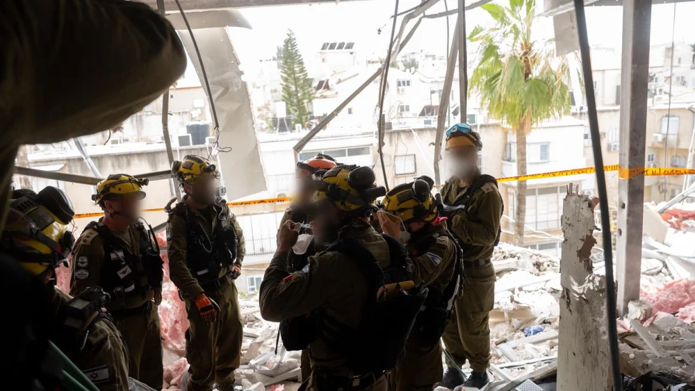 IDF Home Front Command rescue team at a site impacted by an Iranian missile