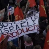 An anti-Israel BDS movement protest in London. Credit: Claudia Gabriela Marques Vieira via Wikimedia Commons.