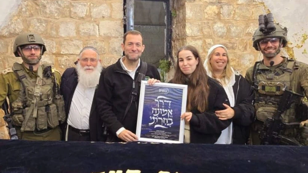 Released hostage Agam Berger at Joseph's Tomb in the Samaria city of Nablus (Shechem), March 3, 2025. Credit: Courtesy of the Samaria Regional Council.