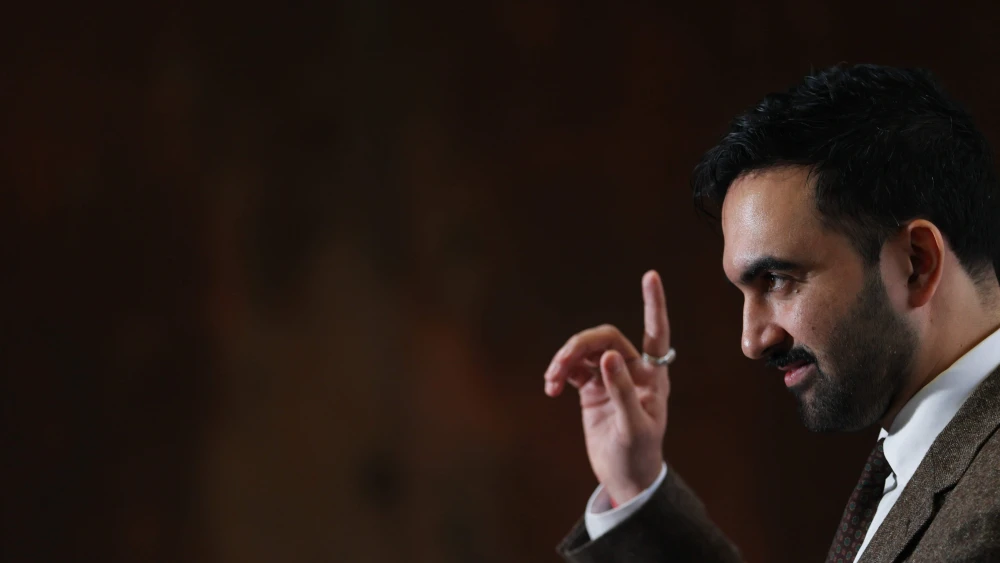 New York City mayor-elect Zohran Mamdani announces two deputy mayors, Leila Bozorg and Julie Su at a Department of Sanitation garage being converted into affordable housing in Staten Island in New York City, on Dec. 19, 2025. Photo by Spencer Platt/Getty Images.