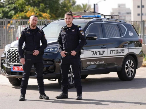 Israel Police patrol officers, April 23, 2024. Credit: Israel Police via Wikimedia Commons.