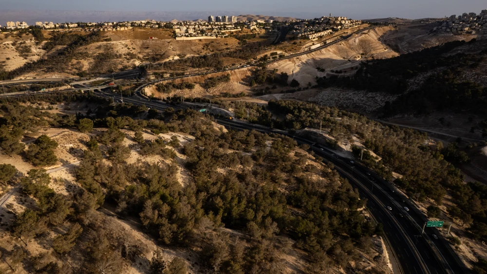 Aerial view of the E1 area, outside Maale Adumim, Oct. 25, 2025. Photo by Yaniv Nadav/FLASH90.