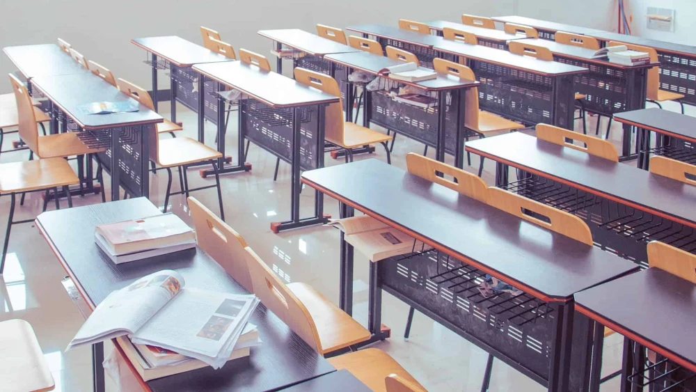 Classroom, Desks, Books