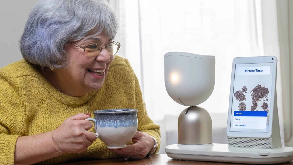 Intuition Robotics' ElliQ, an empathetic AI companion robot. Credit: Courtesy of Intuition Robotics.