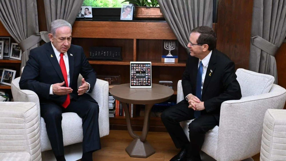 Israel's Prime Minister Benjamin Netanyahu and President Isaac Herzog meet in Jerusalem, July 6, 2025. Photo by Haim Zach/GPO.