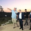 Israel’s Finance Minister Bezalel Smotrich is seen at the center-front of the picture while attending the inauguration ceremony of the Gvaot Forest Scenic Route (Derech Nof Gvaot) in Judea and Samaria on April 20, 2025. Credit: Meir Elipor.