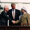 From left: Israeli Prime Minister Yitzhak Rabin, U.S. President Bill Clinton and Palestine Liberation Organization head Yasser Arafat at the signing of the Oslo Accords on Sept. 13, 1993. Credit: Vince Musi/The White House.