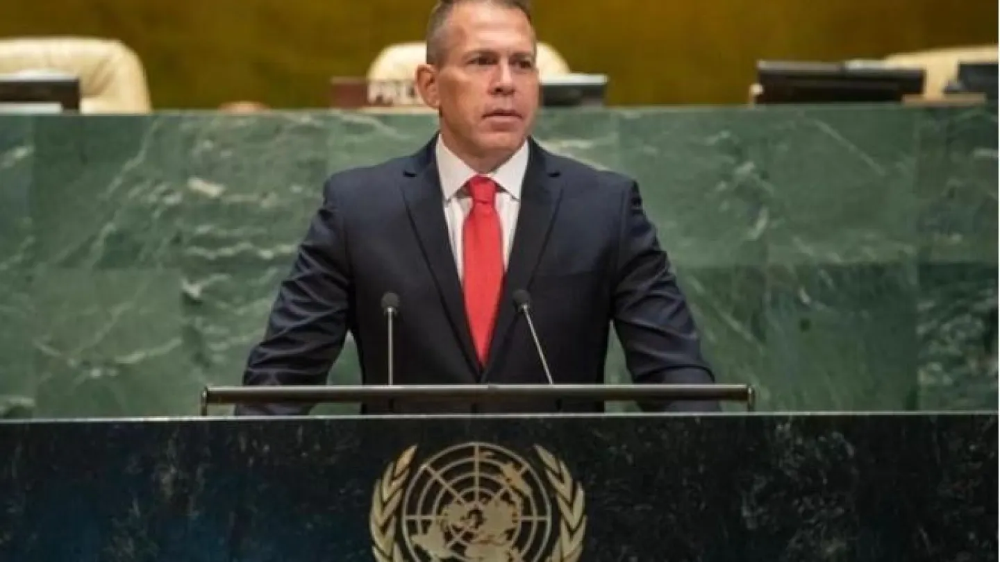 Israeli Ambassador to the U.N. Gilad Erdan, in his first address to the Security Council, Oct. 26, 2020. Source: Facebook/Gilad Erdan.