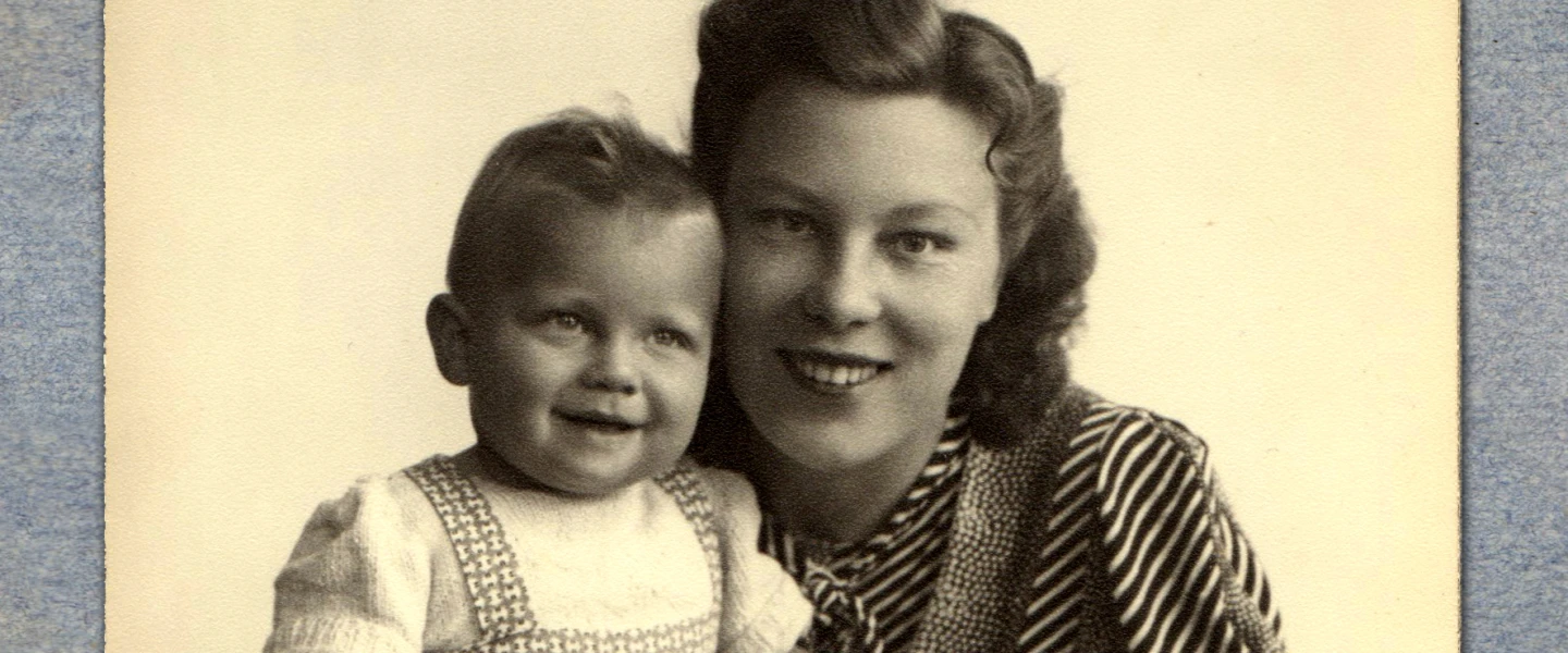 Jacqueline Meents-Lenstra holds baby Efraim Kochba in a photograph preserved in the wartime diary she kept while caring for him during the Holocaust. Credit: Yad Vashem.