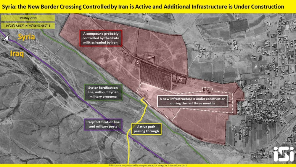 A view of Iranian construction along the Syrian-Iraqi border that would allow Iran to transfer weapons, armed personnel and oil into Syria. Credit: ImageSat International.