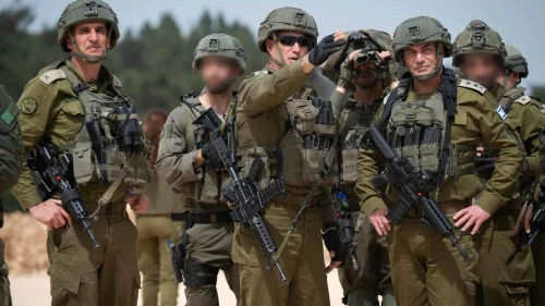IDF Chief of Staff Lt. Gen. Eyal Zamir and senior commanders during a situational assessment near the Lebanese border on April 6, 2025. Credit: IDF.