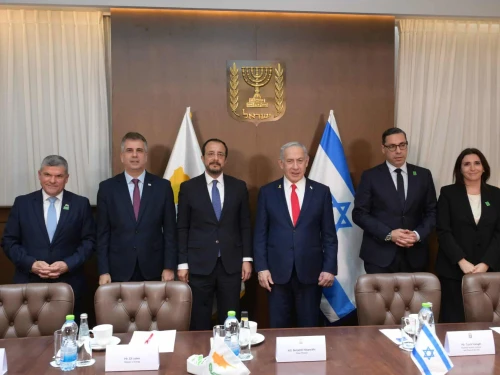 Israel and Cyprus agreed to finalize a deal later this year to construct an electricity cable connecting the two countries, May 4, 2025. Photo by Amos Ben-Gershom/GPO.