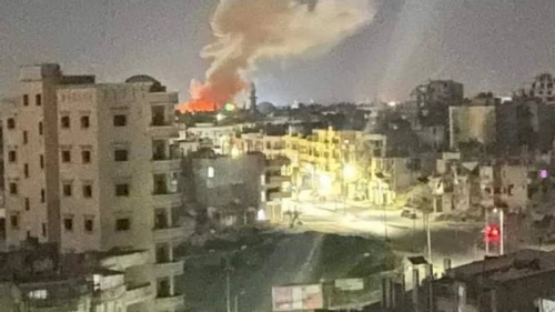 The aftermath of a reported Israeli strike on Iranian targets in Syria's Homs Province early Sunday, April 2, 2023. Source: Twitter