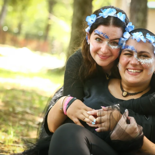 Tevel Argental (right) and her counselor at Camp Simcha. Credit: Chai Lifeline.