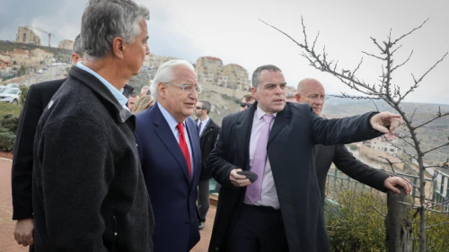 U.S. Ambassador to Israel David Friedman with Efrat regional council head Oded Revivi, and the heads of local councils in Judea and Samaria, during a visit to Efrat on Feb. 20, 2020. Photo by Gershon Elinson/Flash90.