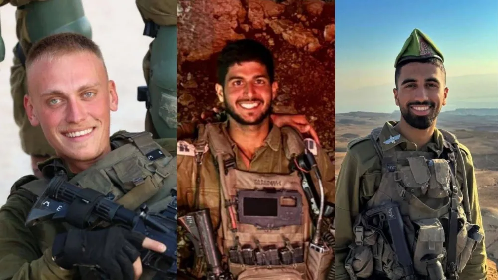 Slain Israel Defense Forces soldiers Staff-Sgt. Maxsim Entis, Capt. Noam Madmoni and Staff-Sgt. Ben Cohen, members of Reconnaissance Battalion 934 of the Nahal Brigade. Credit: IDF