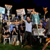 People protest against the unity government outside the home of Yamina parliament member Ayelet Shaked in Tel Aviv on June 3, 2021. Photo by Avshalom Sassoni/Flash90.