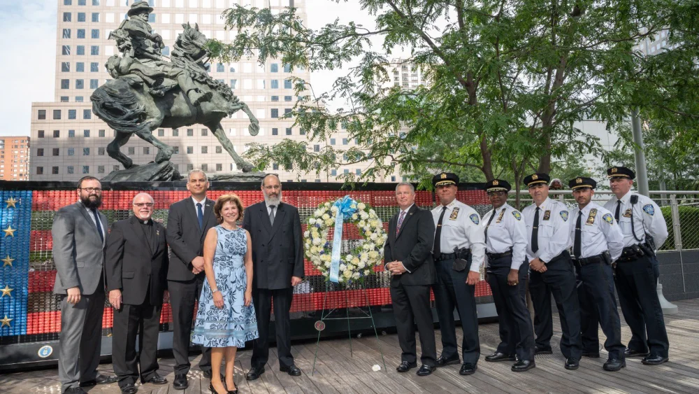 Acting Consul General of Israel in New York Israel Nitzan and the Port Authority Police Department (PAPD) gathered at the Ground Zero memorial site to mark the Jewish calendar’s 20th anniversary of the 9/11 terrorist attacks and its victims. Source: Israeli consulate/Twitter.