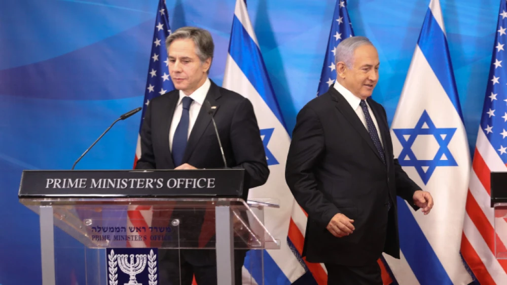 Prime Minister Benjamin Netanyahu meets with U.S. Secretary of State Anthony Blinken at the Prime Minister's Office in Jerusalem, on May 25, 2021. Photo by Marc Israel Sellem/POOL