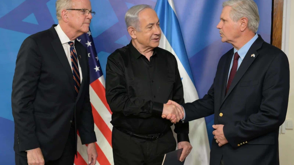 Israeli Prime Minister Benjamin Netanyahu meets with a U.S. congressional delegation at the Kirya military headquarters in Tel Aviv, Nov. 12, 2023. Photo by Amos Ben-Gershom/GPO.