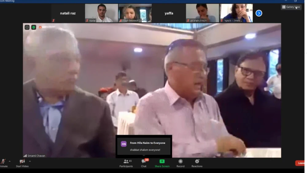 A virtual Kabbalat Shabbat service with the Jewish community in Mumbai, India. Source: Screenshot.