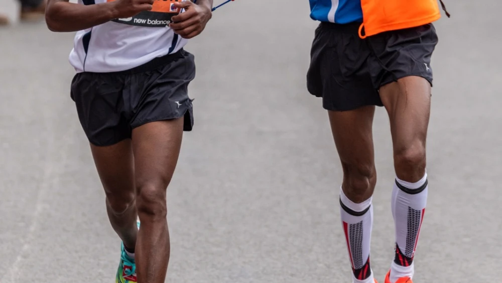 Avi Solomon, left, running with Lior Berhano. Photo courtesy of Justine Zwerling.