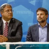 Otzma Yehudit Party chairman Itamar Ben-Gvir (left) and Religious Zionism Party head Bezalel Smotrich at a campaign event in Sderot, Oct. 26, 2022. Photo by Flash90.