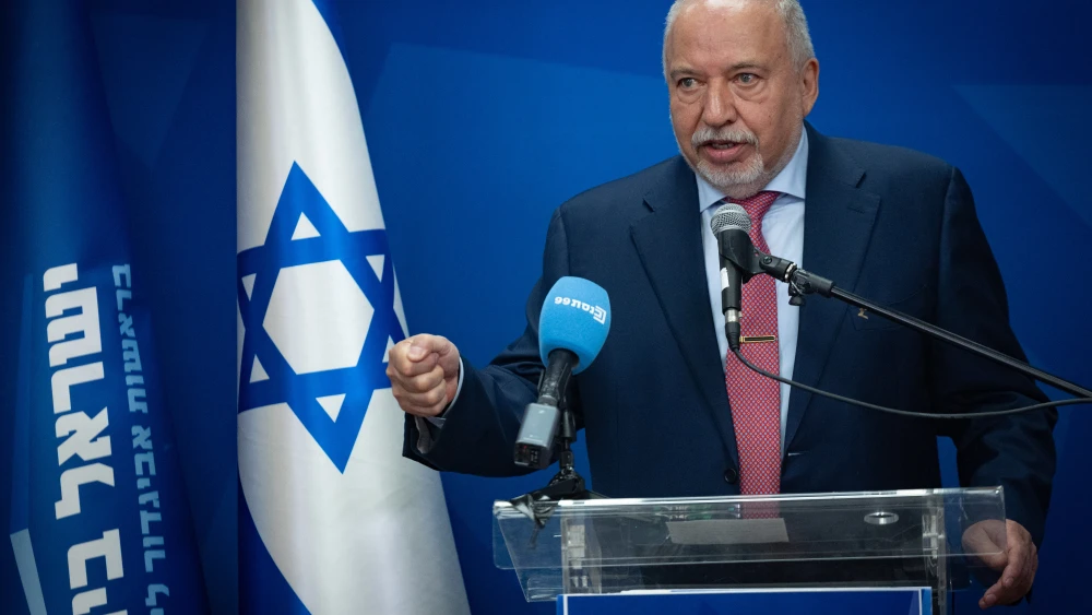 Yisrael Beiteinu Party chairman MK Avigdor Lieberman leads a faction meeting at the Knesset in Jerusalem, on July 13, 2026. Photo by Yonatan Sindel/Flash90.