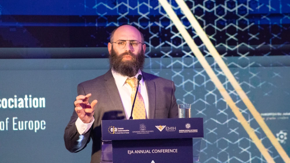 European Jewish Association chairman Rabbi Menachem Margolin opens the “Shaping the Future of European Jewry Together” conference in Porto, Portugal, May 15, 2023. Photo by David Isaac.