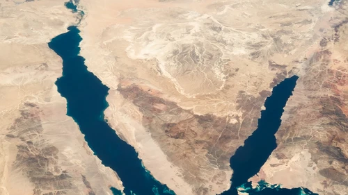 Egypt's Sinai Peninsula (pictured in satellite image) is the site of reported collaboration between the Hamas and Islamic State terror groups. Credit: NASA.
