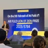 Event host Stephen Leavitt addresses the audience at the 5th Yartzheit of Ari Fuld, in Kfar Etzion in Judea, Sept. 21, 2023. Credit: Courtesy.