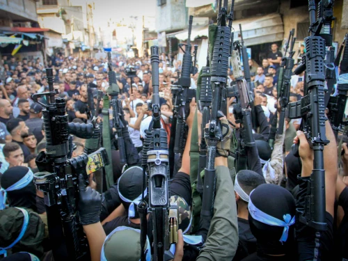 Palestinian terrorists during a parade in the Balata camp in the Samaria city of Nablus, Sept. 29, 2023. Photo by Nasser Ishtayeh/Flash90.