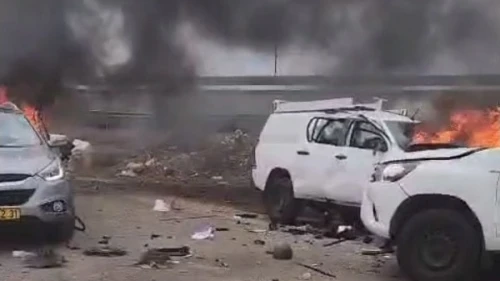 The scene of an anti-tank missile attack near Moshav Dovev in the Upper Galilee, Nov. 12, 2023. Source: Screenshot.