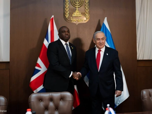 Israeli Prime Minister Benjamin Netanyahu hosts then-U.K. Foreign Secretary David Lammy in Jerusalem, July 14, 2024. Credit: U.K. Foreign Office.