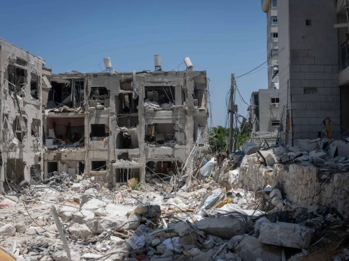 Destruction in Bat Yam after residential homes suffered a direct hit from a missile fired by Iran during the war between Israel and the Islamic Republic, July 3, 2025. Photo by Chaim Goldberg/Flash90.