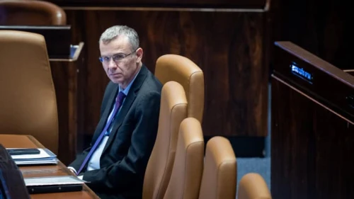 Justice Minister Yariv Levin attends a Knesset session, July 24, 2024. Photo by Yonatan Sindel/Flash90.