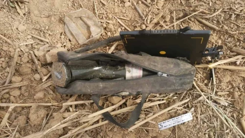 An object suspected as a IED that was discovered in Netivot, Israel in April 2025. Photo Credit: Israel Police.