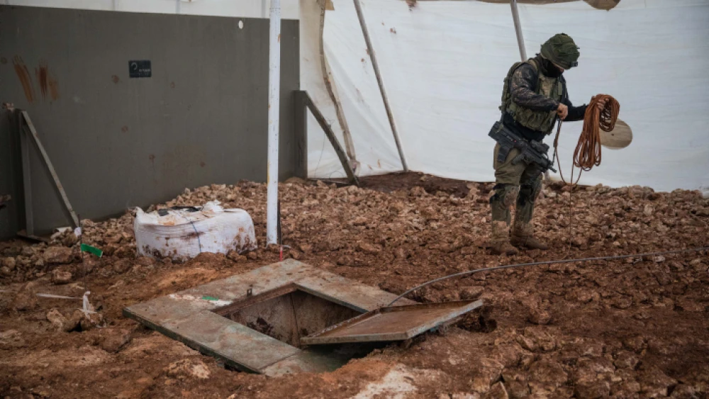 Israeli soldiers stand near a tunnel that crosses from Lebanon to Israel, on the border near Metula, in northern Israel, on Dec. 24, 2018. Photo by Hadas Parush/Flash90.