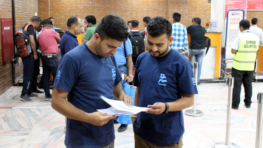 Members of the IsraAID Nepal team prepare to depart for Kerala, India, on Aug. 21, 2018. Credit: Courtesy.