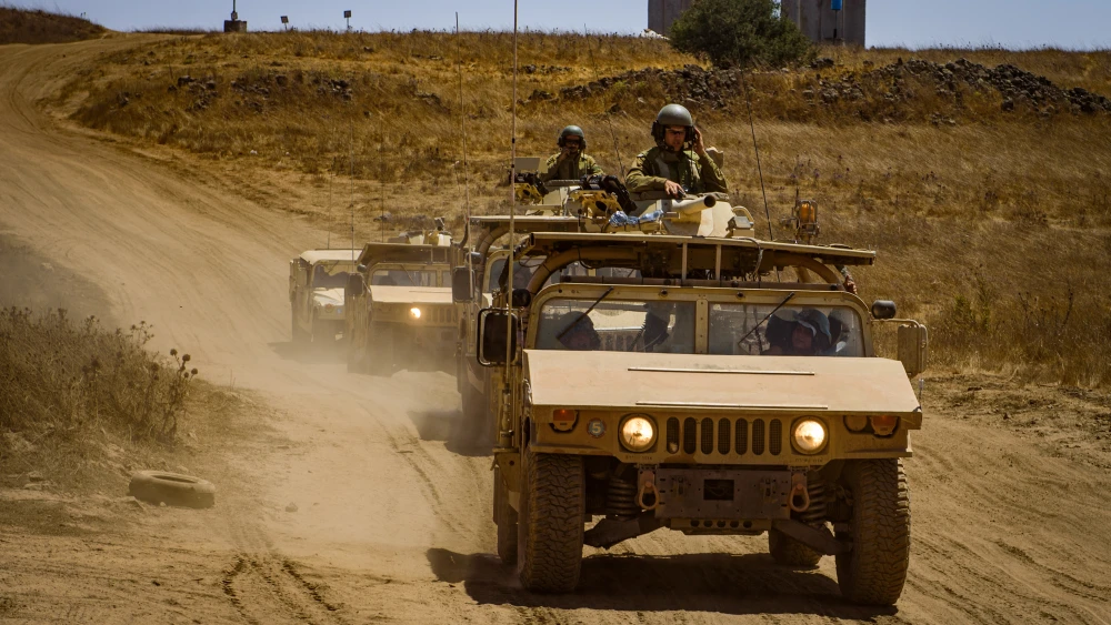 Israeli soldiers near the Israeli-Syrian border, in the Golan Heights, northern Israel, on August 3, 2020. Photo by Basel Awidat/Flash90