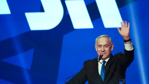 Israeli Prime Minister Benjamin Netanyahu speaks at Likud Party headquarters on elections night in Tel Aviv, on Sept. 18, 2019. Photo by Miriam Alster/Flash90.